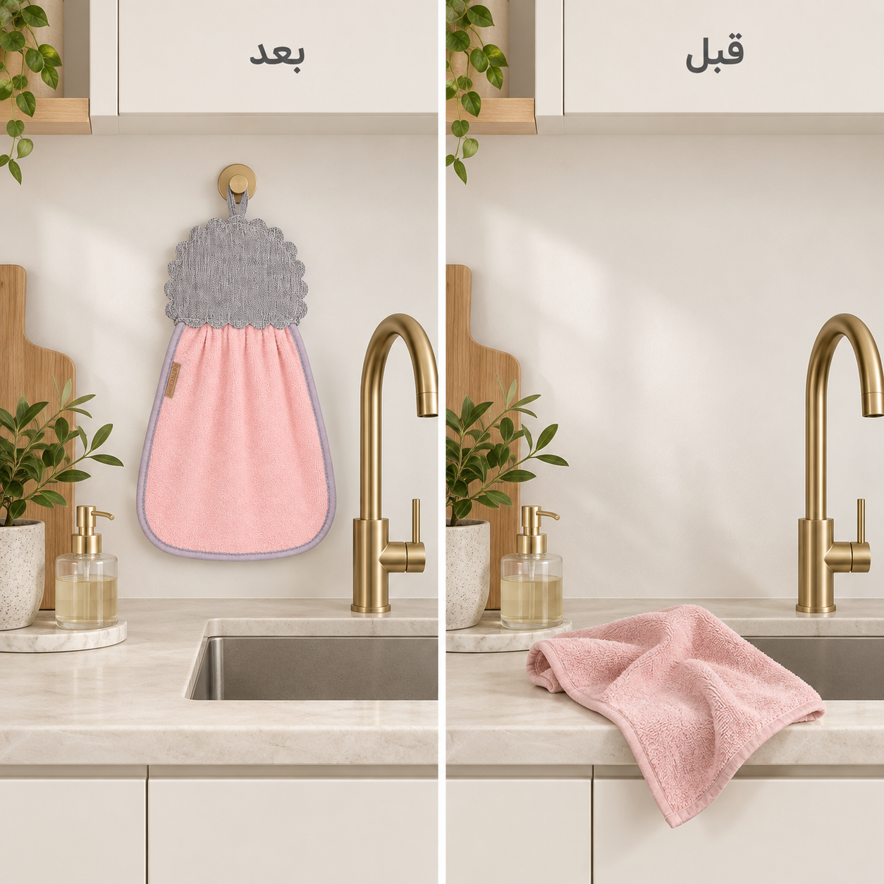 مقایسه حوله معمولی روی کابینت با حوله آویز طرح ملانژ مقایسه حوله معمولی روی کابینت با حوله آویز طرح ملانژ